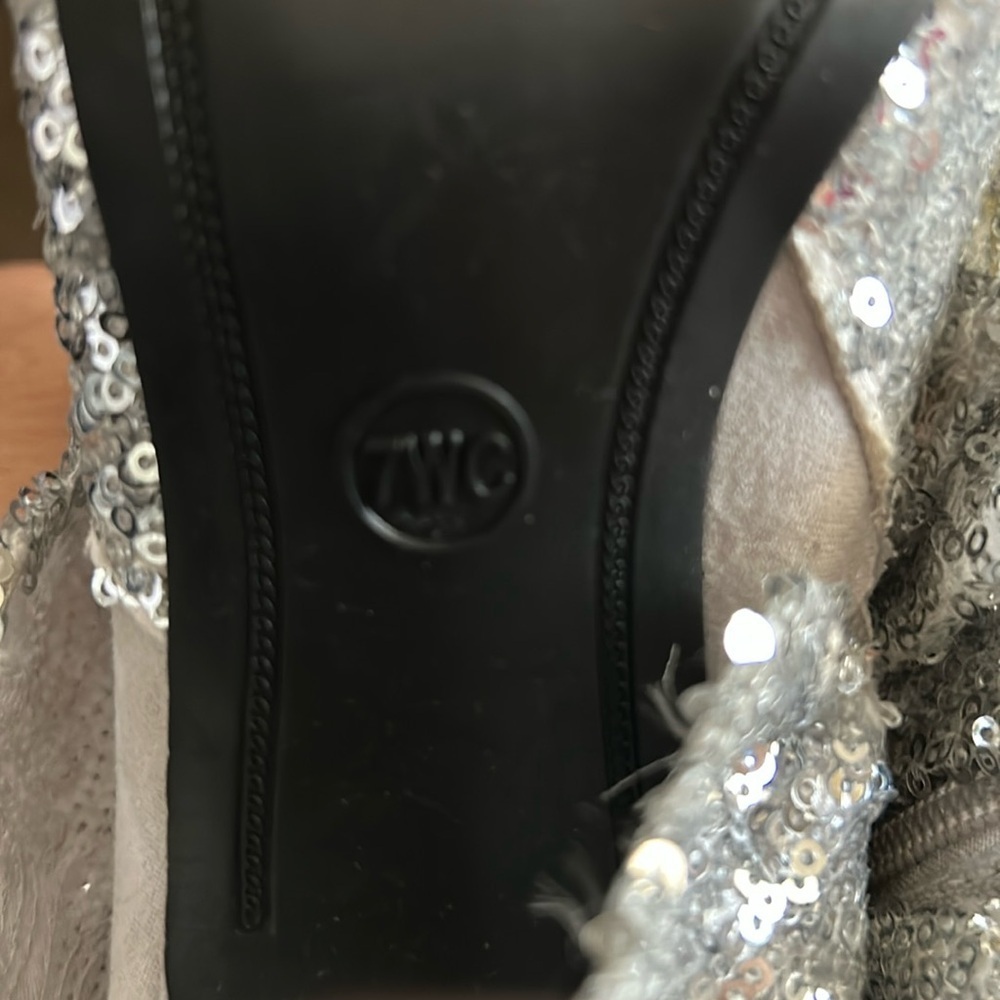 A New Day ABBA Silver Sequin Foldover Boots Size 7 WC (wide calf) NWT - Picture 7 of 9
